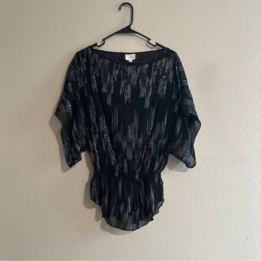 Parker Silk Sequin Peplum Blouse